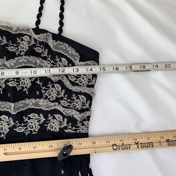 Free People Ruffle Lace Tiered Mini Dress 0 XS Black Dark Romantic Whimsygoth - Picture 8 of 12